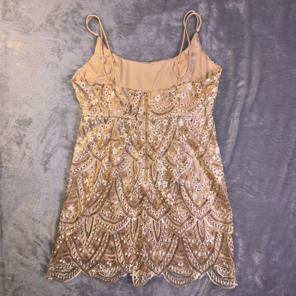 Hello Molly Nation Dress Sz 8 Gold Sequin Embroidered Party Holiday Gala Hoco - Picture 12 of 13